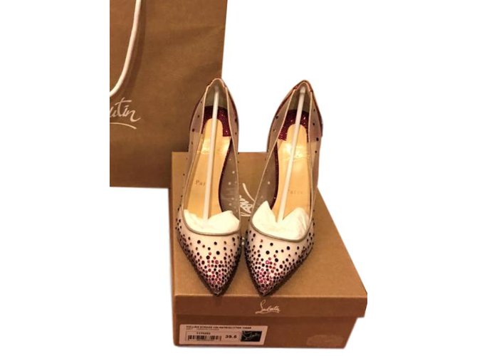 Christian Louboutin Red Cassis Follies 100mm Talloni di strass Rosso