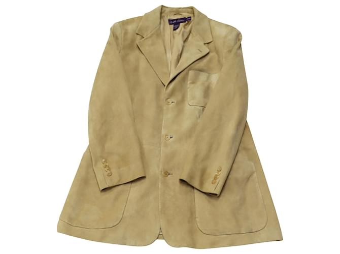 Giacca monopetto Ralph Lauren Purple Label in camoscio marrone
