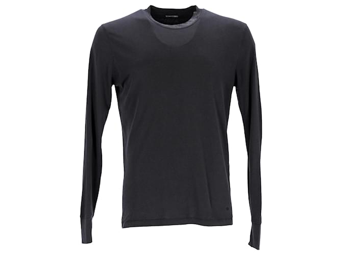 T-shirt a maniche lunghe Tom Ford in lyocell nero