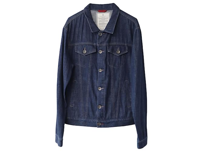 Giacca Trucker Brunello Cucinelli in denim di cotone blu