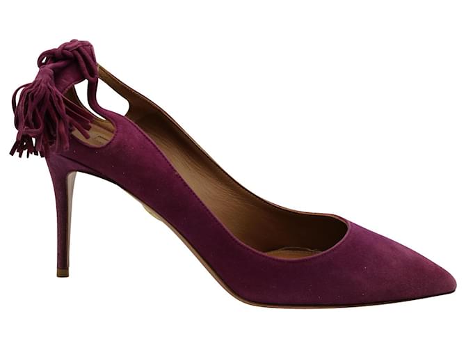 Aquazzura Forever Marilyn Tassel Pumps in camoscio viola Porpora