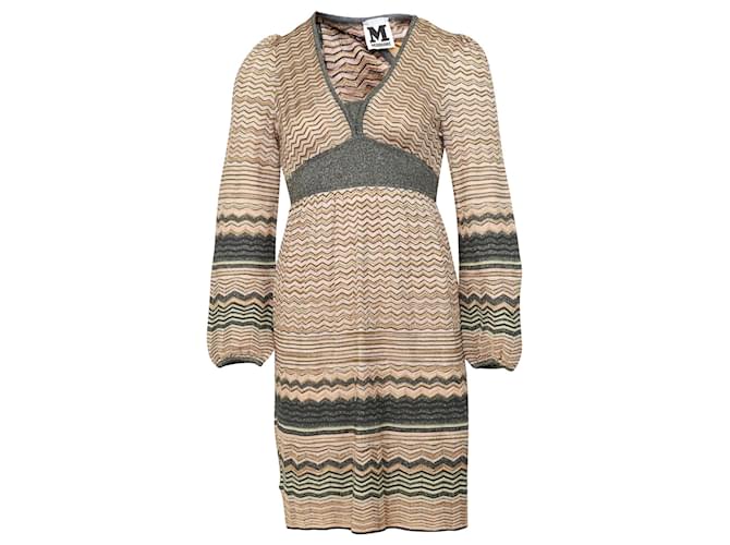 Missoni Abito in Maglia Chevron in Viscosa Multicolor Stampa python