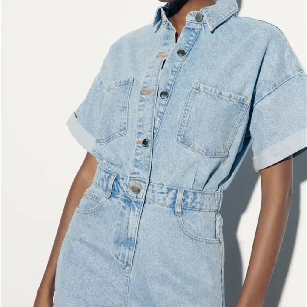 Salopette cargo in denim per ragazze