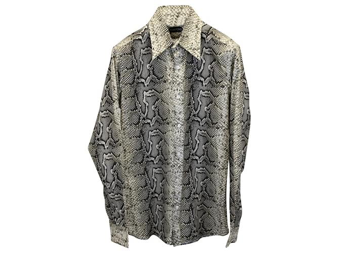 Camicia slim fit con stampa serpente di Tom Ford in cotone con stampa animalier