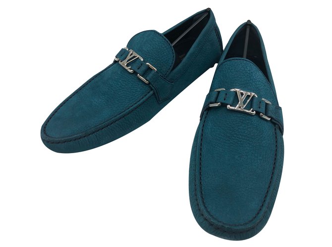 Mocassino Louis Vuitton modello Hockenheim in camoscio azzurro, taglia 44,5, Nuova Condizione! Blu chiaro
