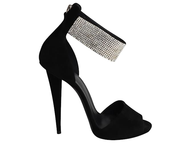 Giuseppe Zanotti Crystal-Cuff sandali con tacco alto in camoscio nero
