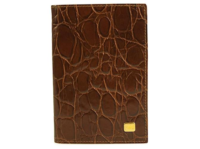 Gianfranco Ferré Gianfranco Ferre Portafoglio da uomo unisex in pelle verniciata goffrata coccodrillo marrone