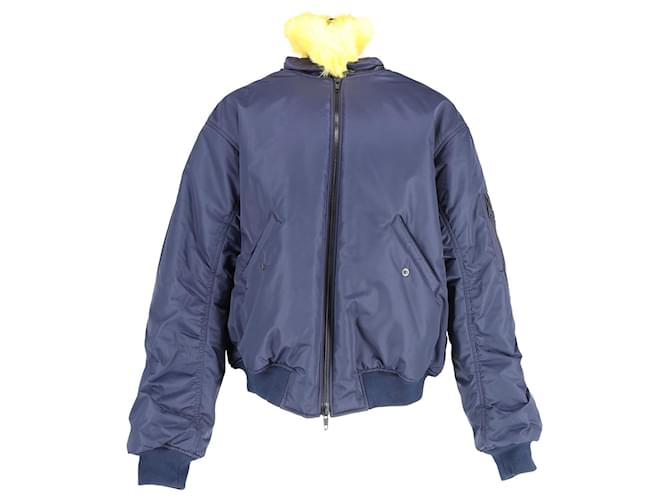 Bomber con cappuccio Balenciaga in poliestere blu