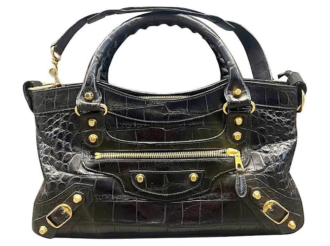 Borsa Balenciaga modello City in pelle nera Nero