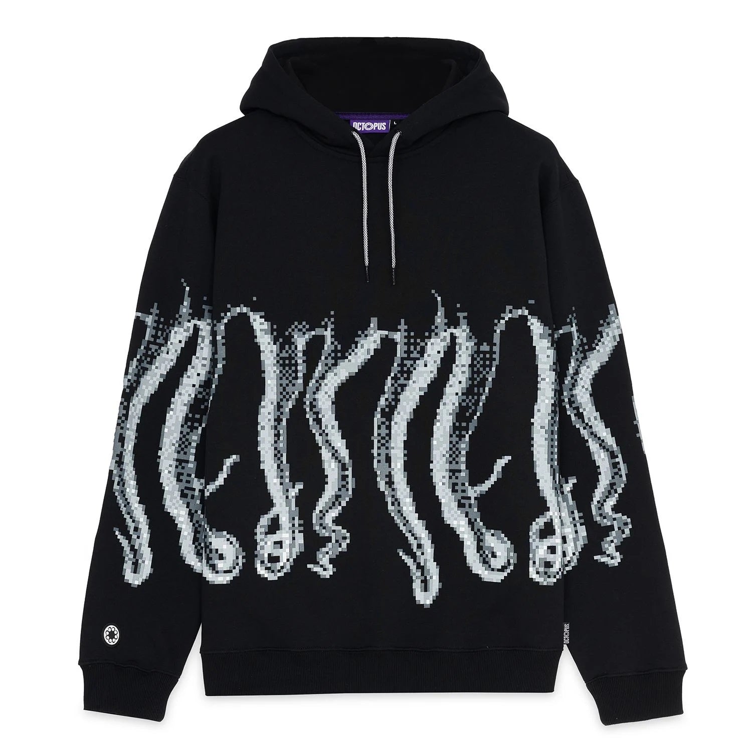 Felpa Cappuccio Octopus Censored Outline Hoodie Nero Uomo
