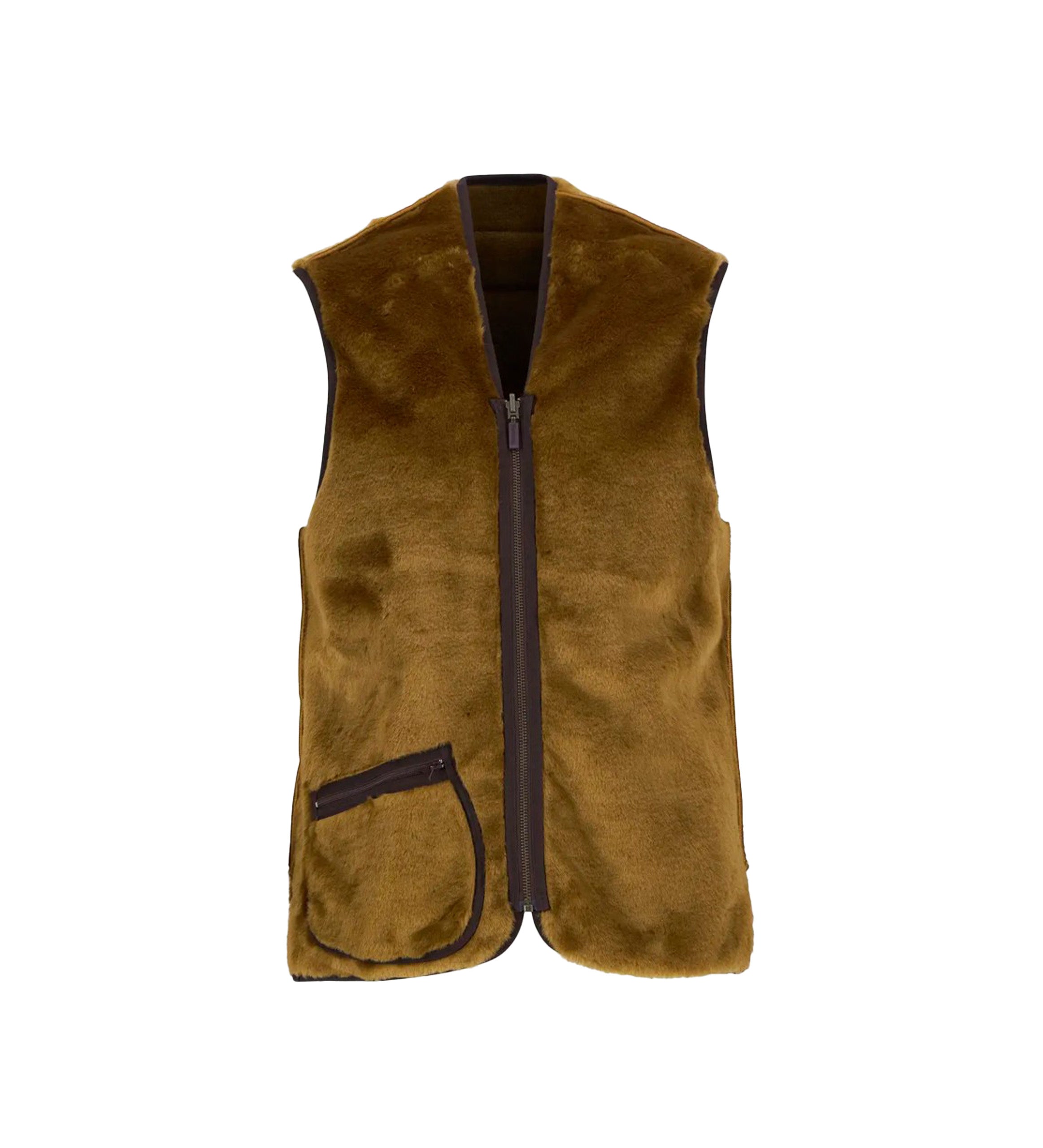 Barbour Gilet Imbottitura Warm Pile Waistcoat Zip  Marrone Uomo