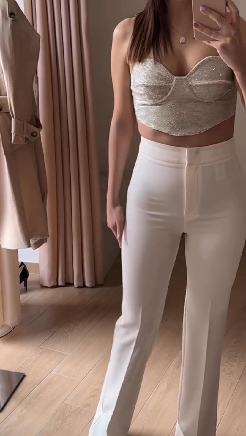 SILENCE LIMITED-top con strass