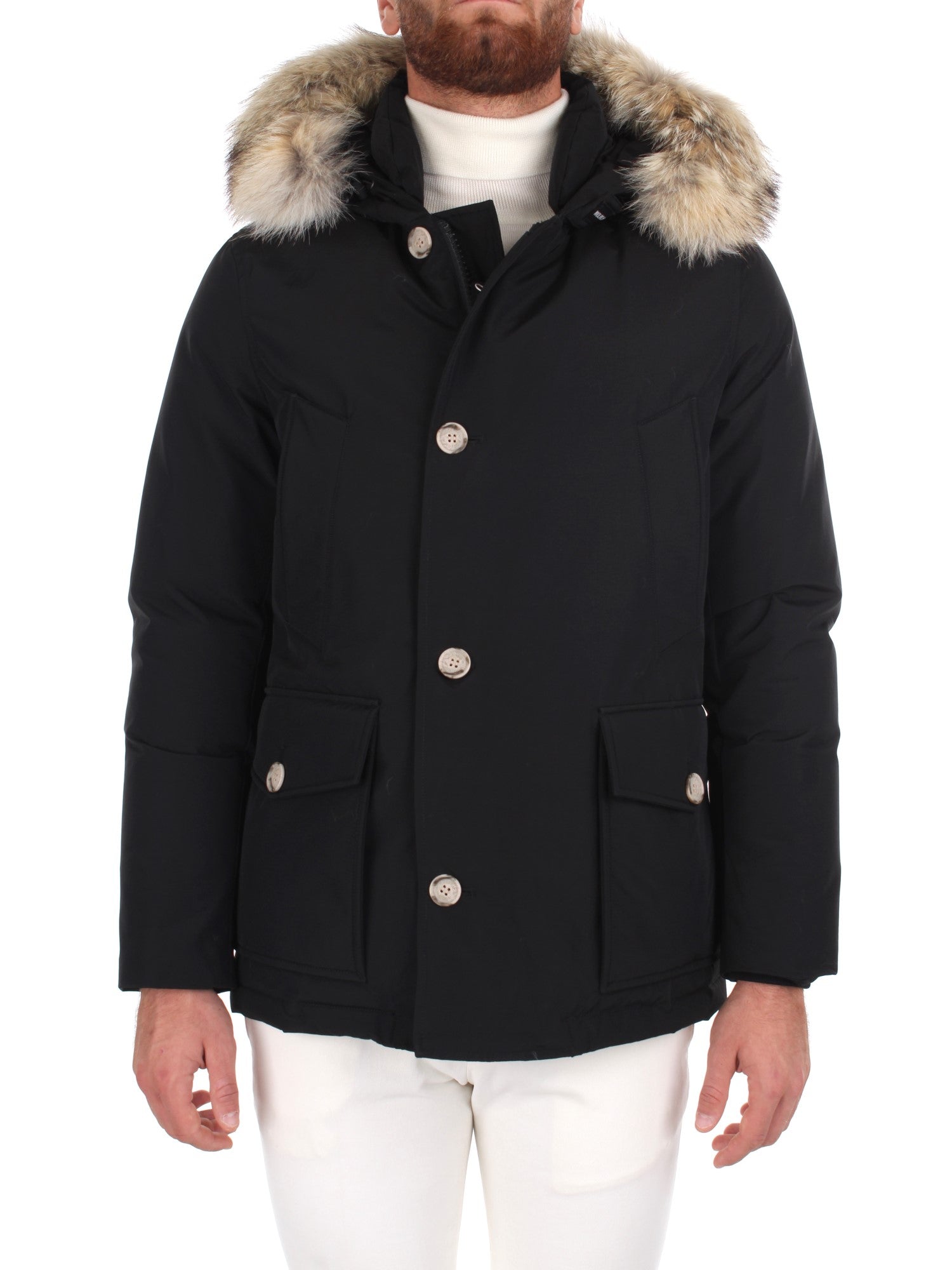 PIUMINO WOOLRICH ARCTIC DETACHABLE FUR ANORAK BLACK BLK