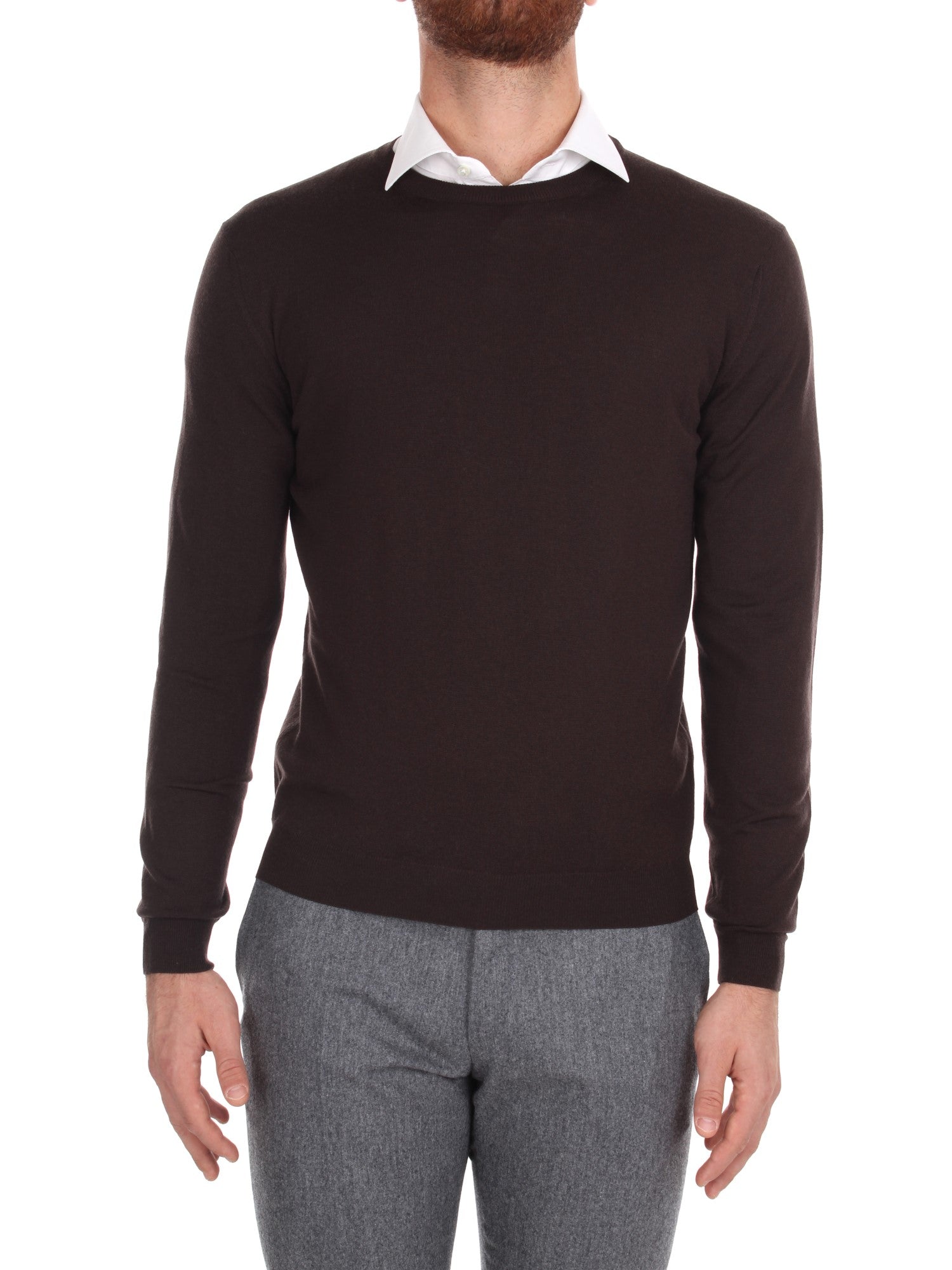 MAGLIA GIROCOLLO ZANONE FLEX WOOL MARRONE Z1158