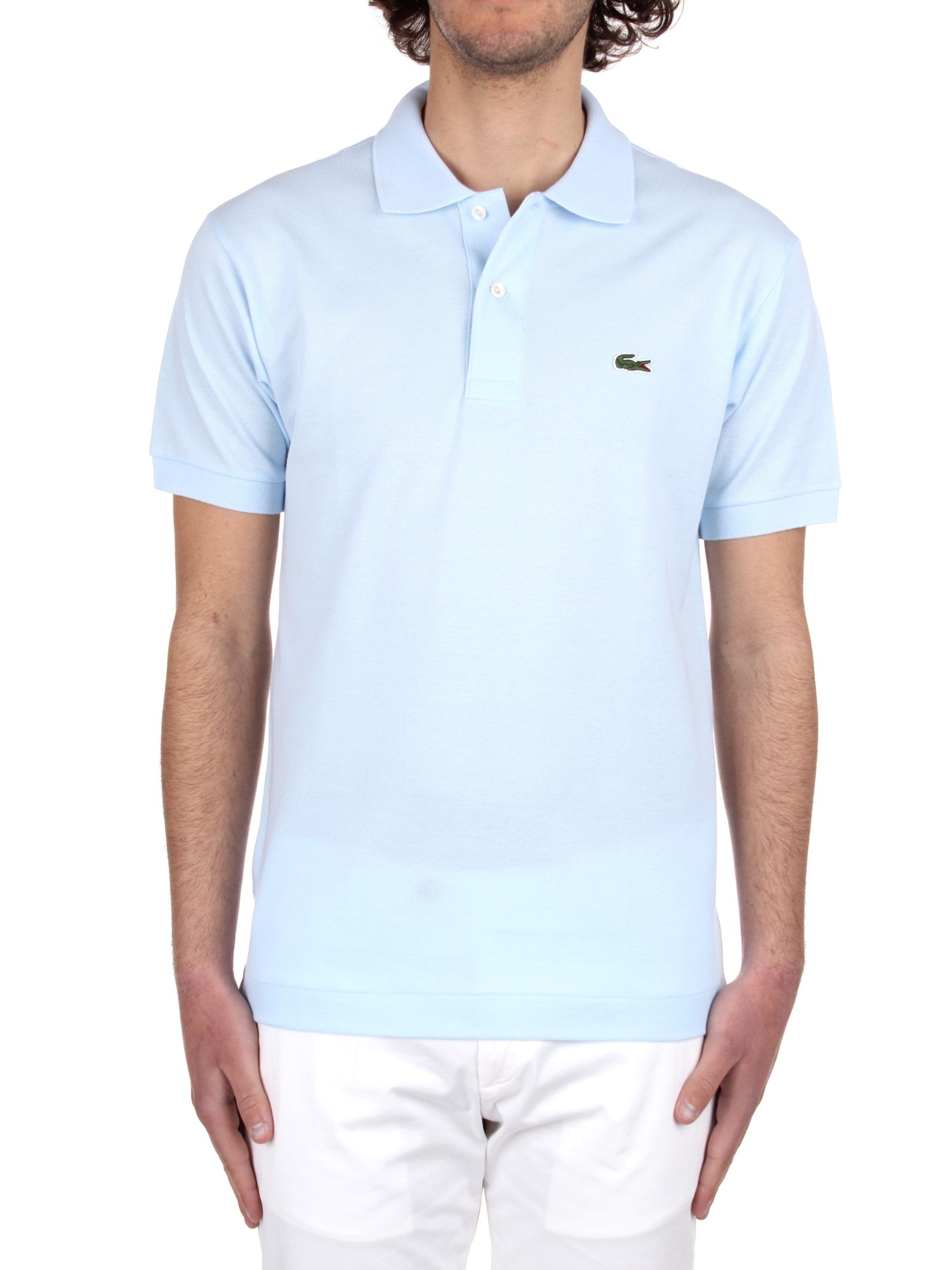 POLO MANICHE CORTE LACOSTE CELESTE T01