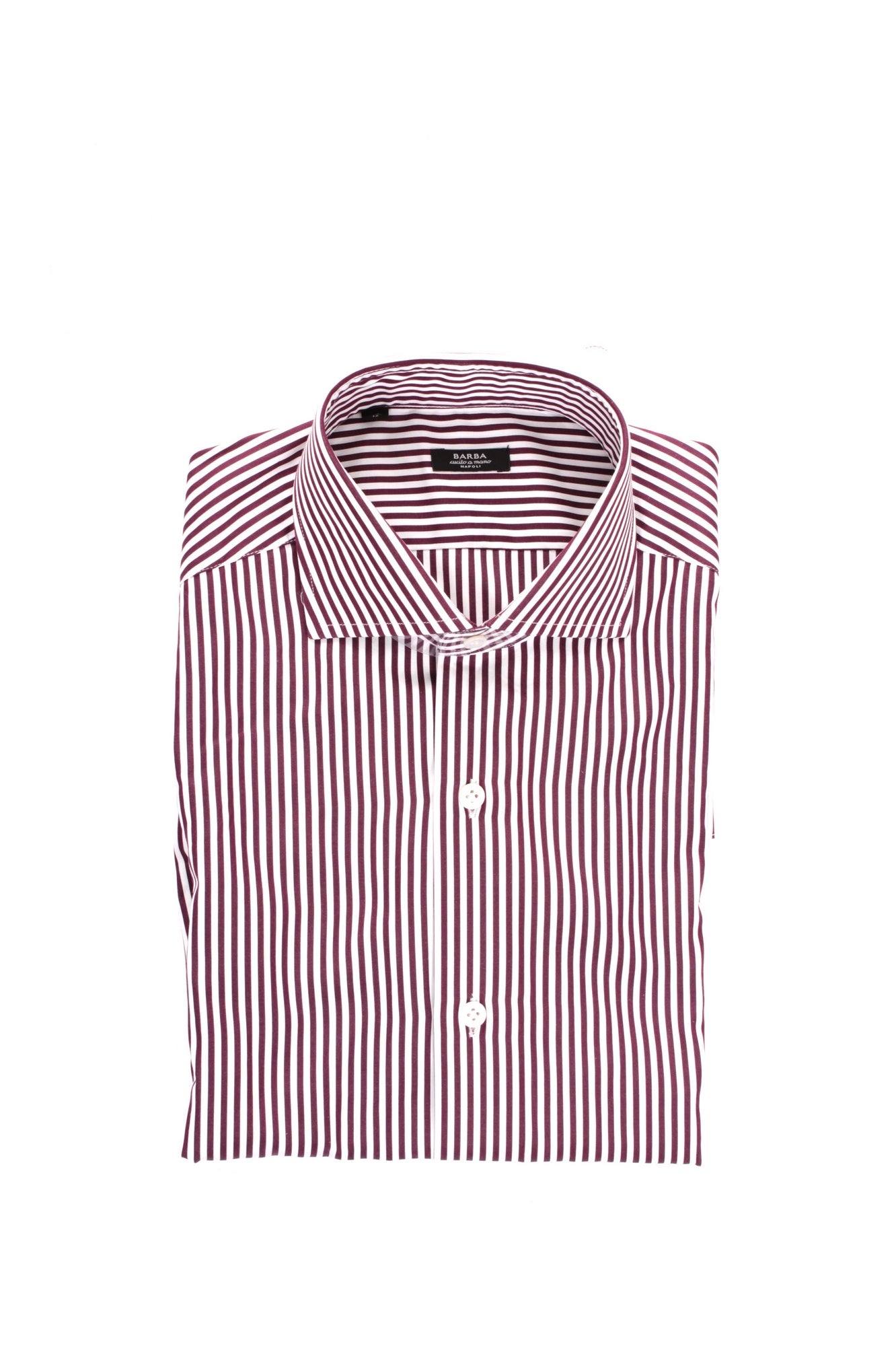 CAMICIA COLLO FRANCESE A RIGHE BARBA BIANCO/BORDEAUX