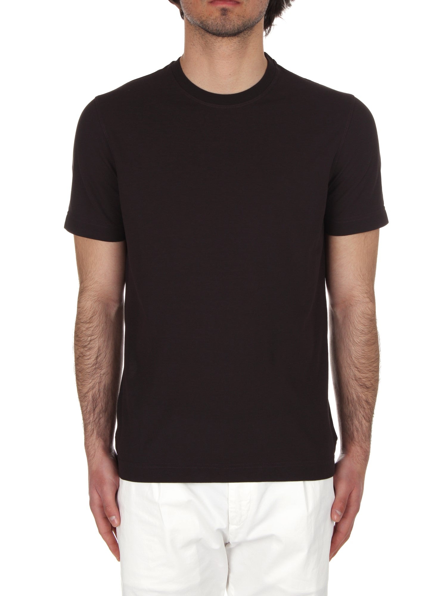 T-SHIRT MANICHE CORTE ZANONE MARRONE Z1094