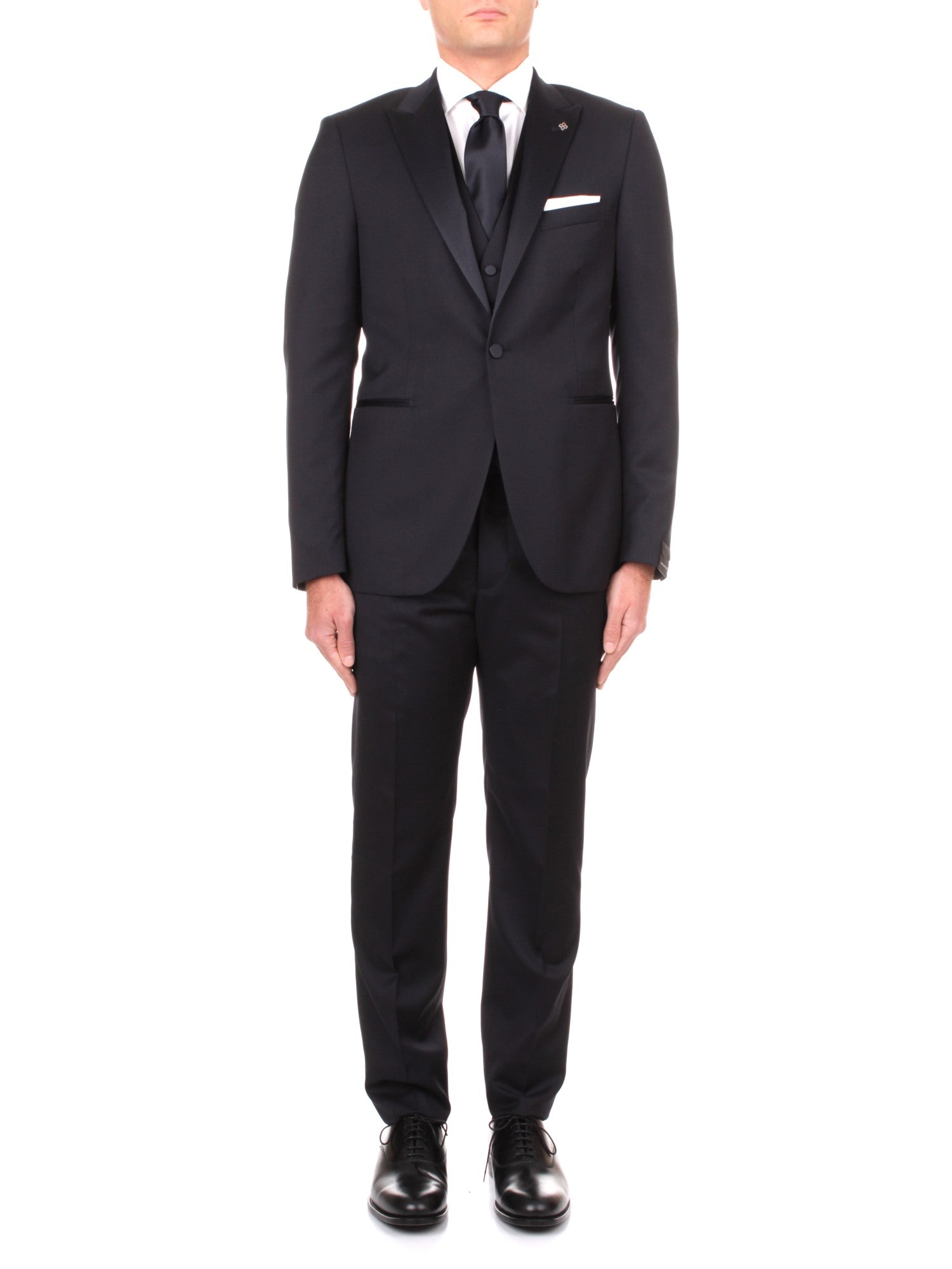 SMOKING CON GILET TAGLIATORE BLU B5013