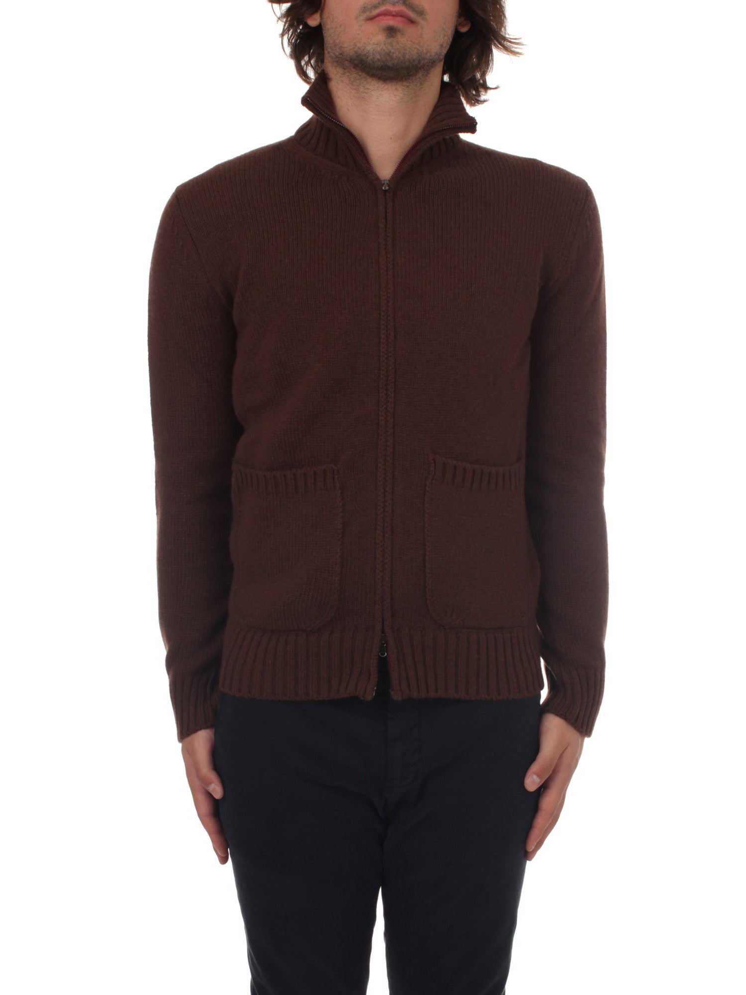 FELPA IN MAGLIA CON ZIP H953 TOKYO MARRONE 14