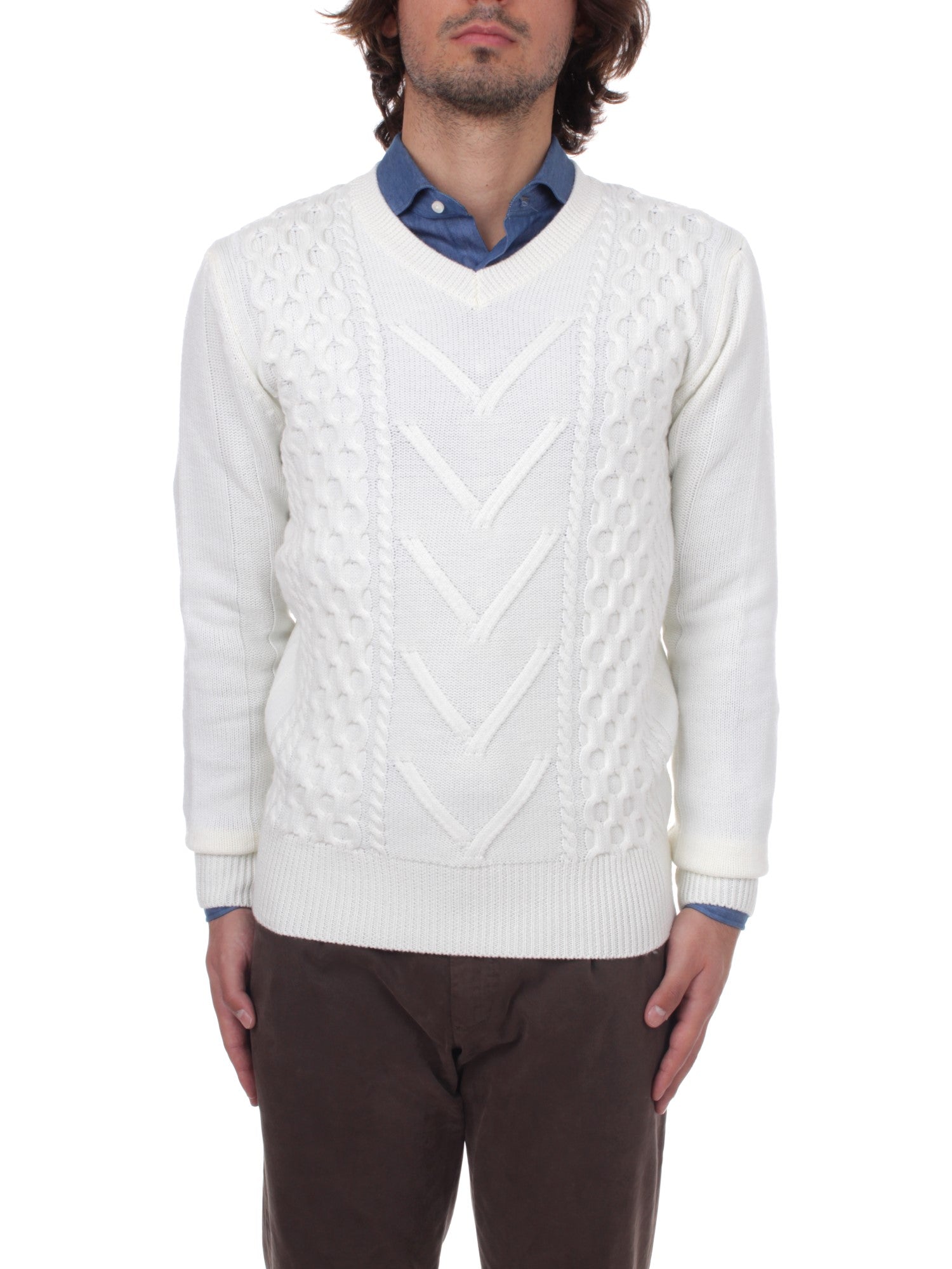 MAGLIA COLLO A V H953 BIANCO 01