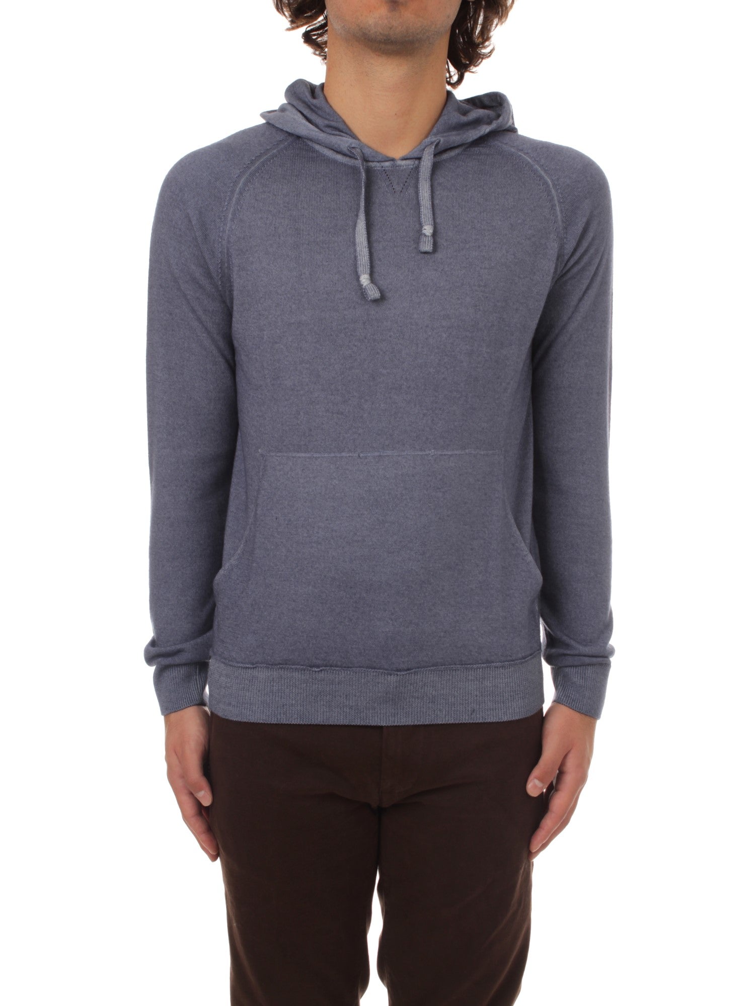 FELPA IN MAGLIA CON CAPPUCCIO H953 OCEANO 89