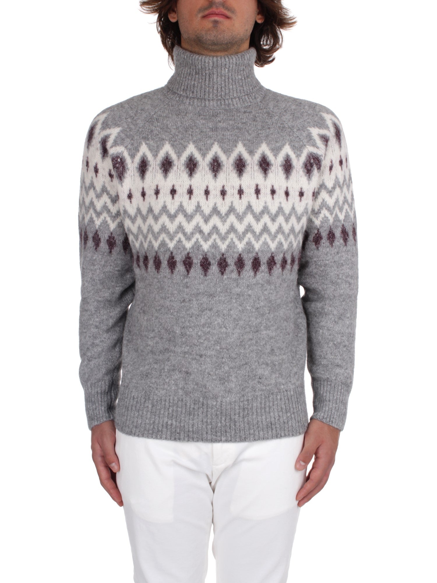 MAGLIONE DOLCEVITA BRUNELLO CUCINELLI GRIGIO+PANAMA+PRUGNA COV14