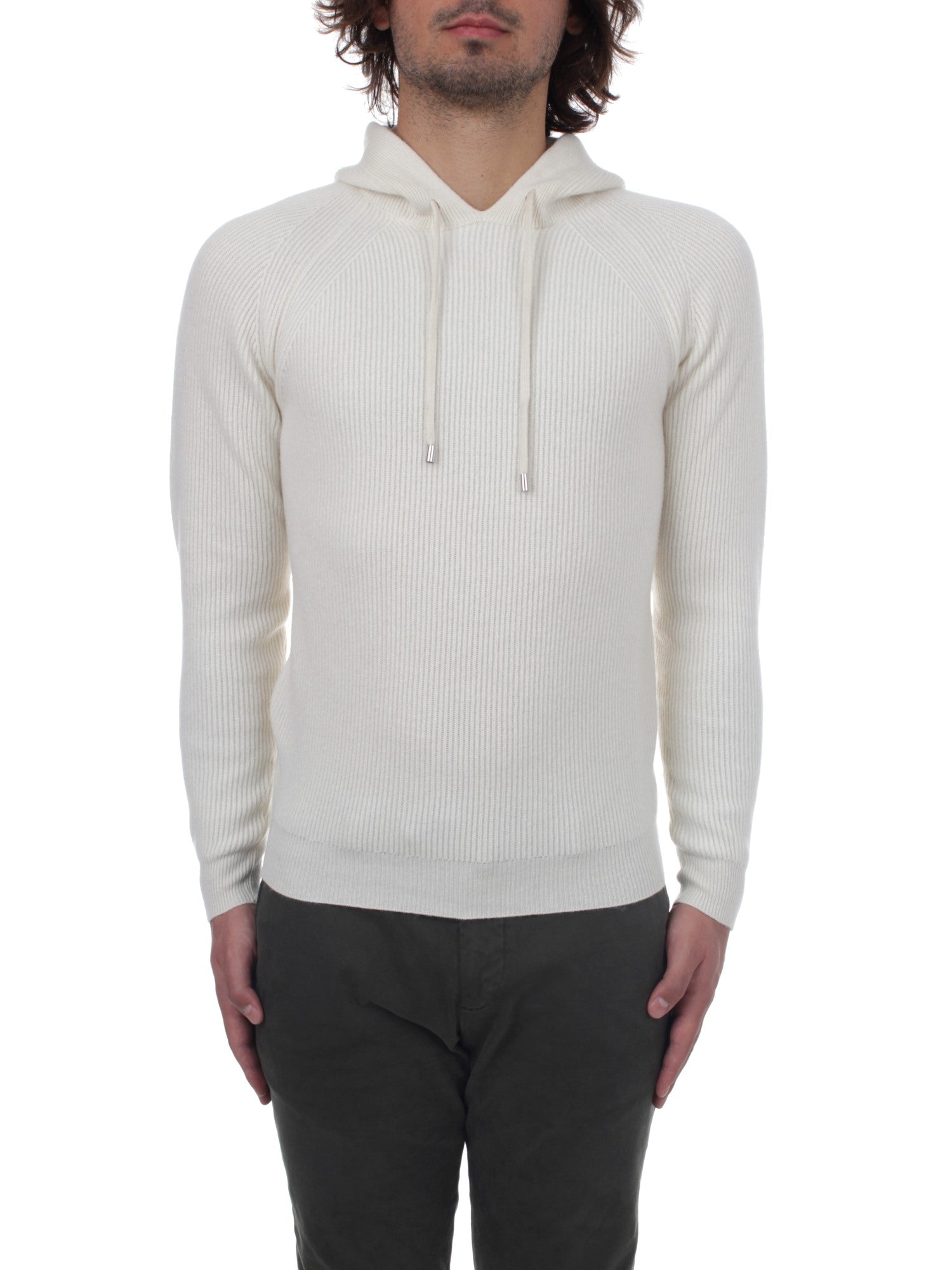 FELPA IN MAGLIA CON CAPPUCCIO MAURO OTTAVIANI BIANCO 100002