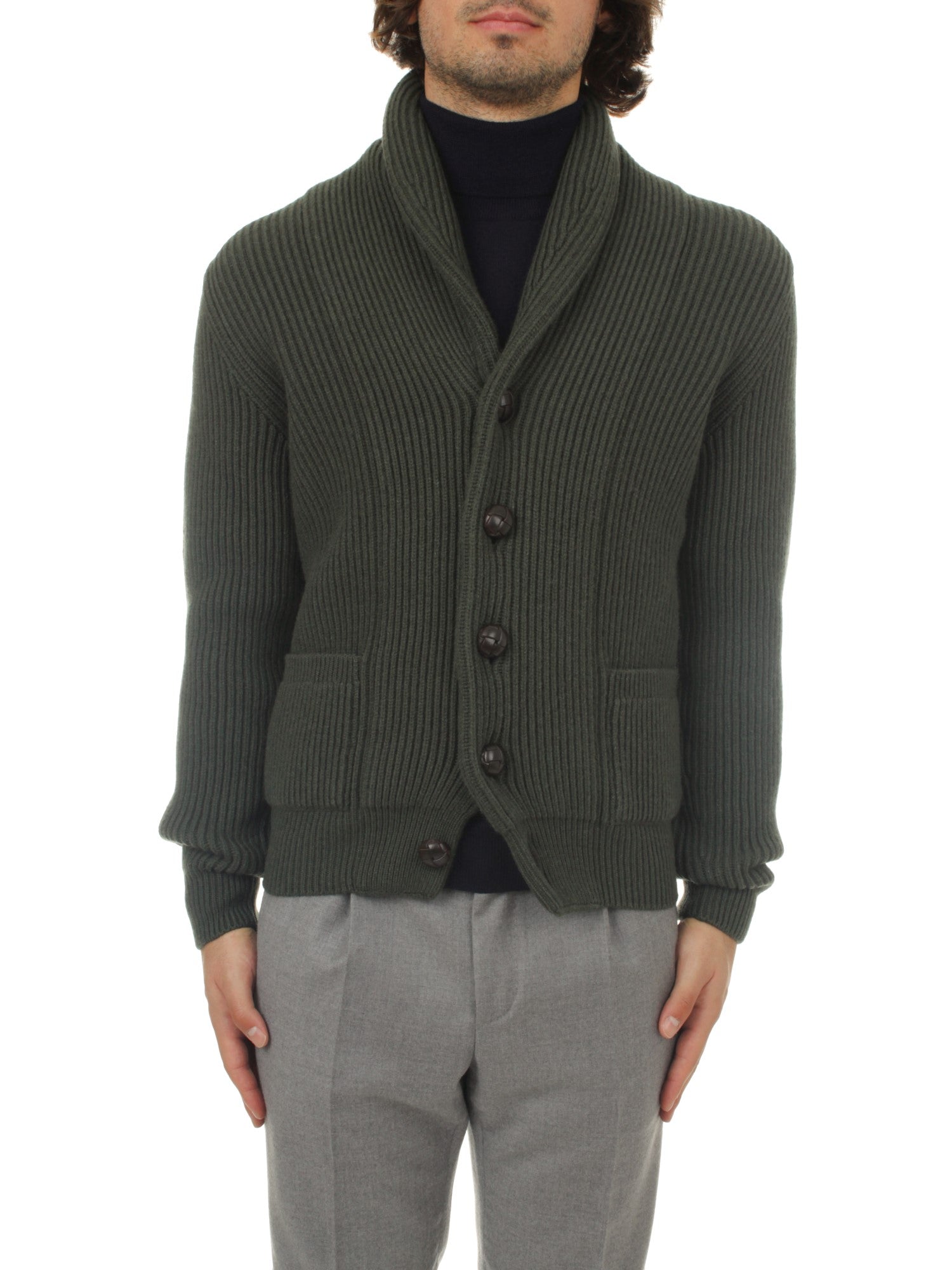 CARDIGAN MCGEORGE ENGLISH RIB VERDE 4252