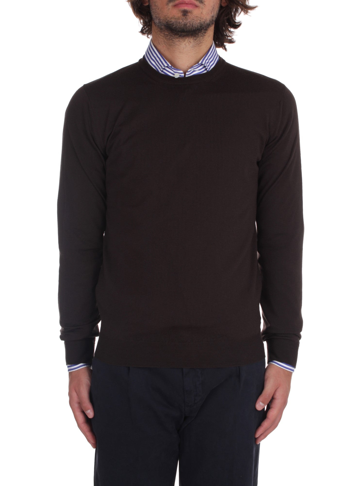 MAGLIA GIROCOLLO ZANONE FLEX WOOL MARRONE N1158