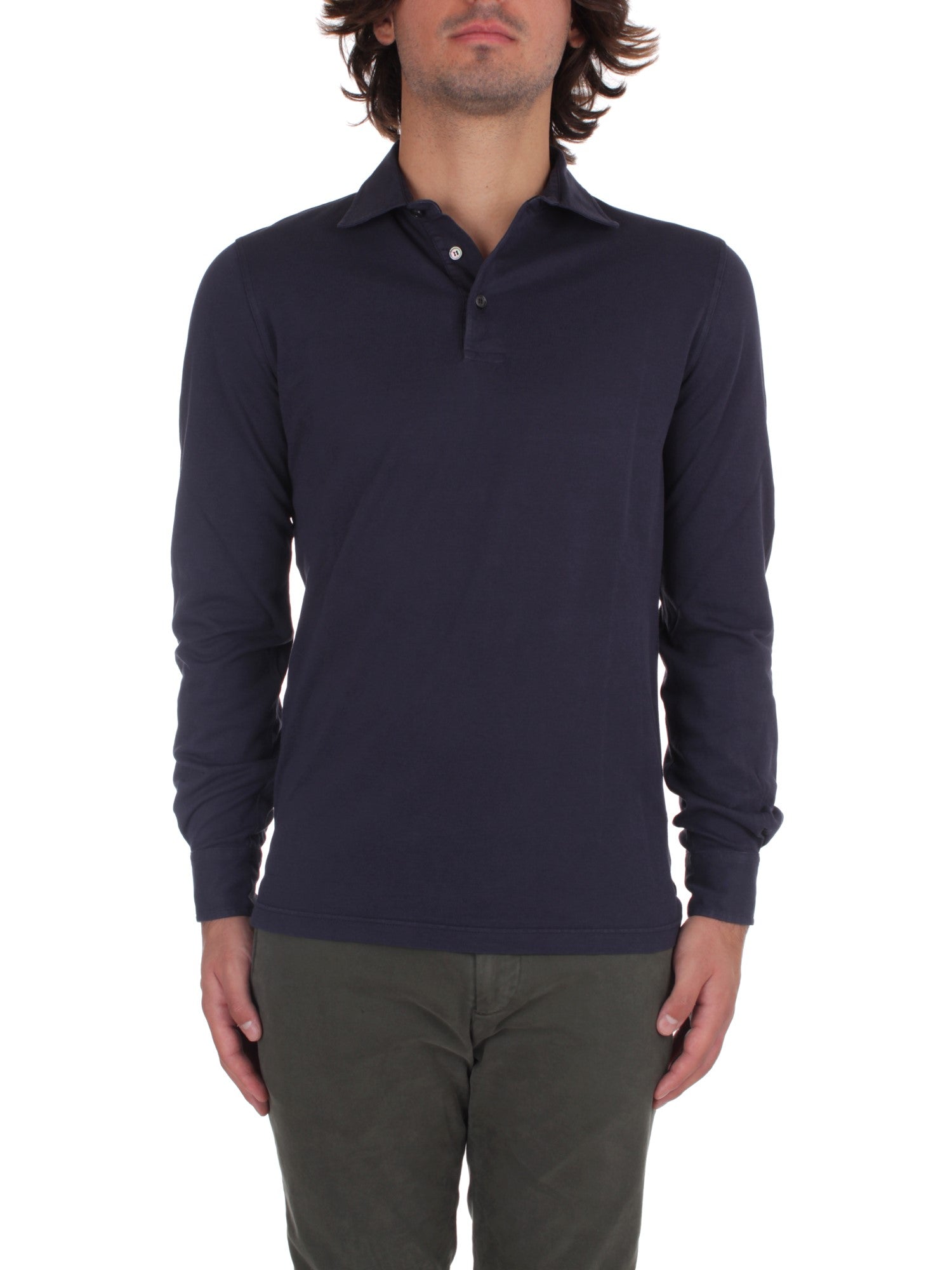 POLO MANICHE LUNGHE FEDELI CASHMERE PIQUET BLU 626