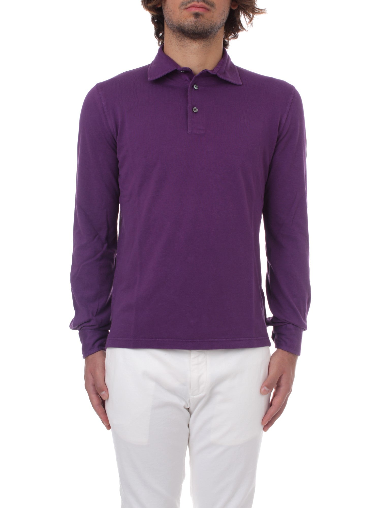 POLO MANICHE LUNGHE FEDELI CASHMERE PIQUET VIOLA 189