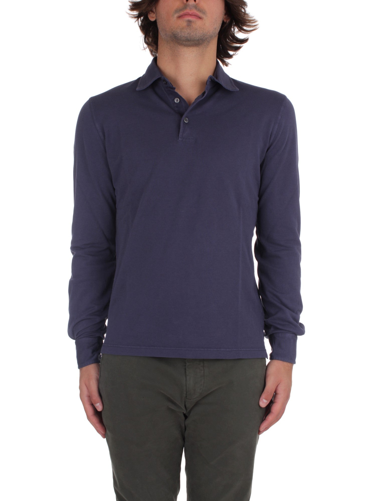 POLO MANICHE LUNGHE FEDELI CASHMERE PIQUET BLU 141