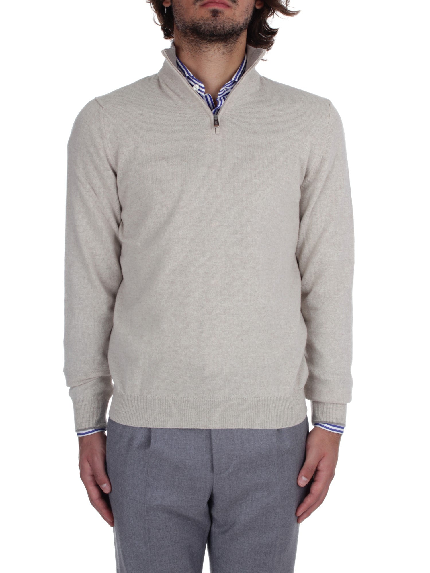 MAGLIA CON ZIP FEDELI CASHMERE FAVONIO BEIGE 2