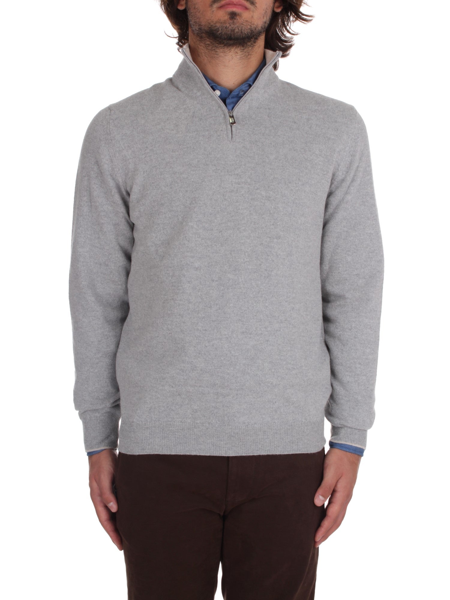 MAGLIA CON ZIP FEDELI CASHMERE FAVONIO GRIGIO 5
