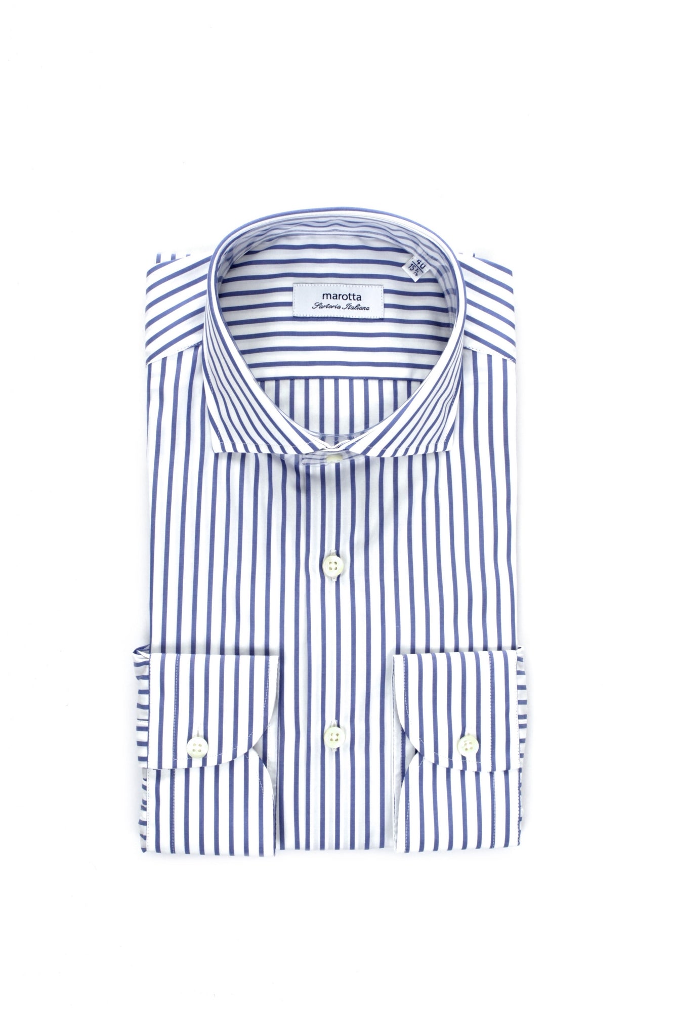 CAMICIA COLLO FRANCESE MAROTTA RIGA STRETTA BIANCO AZZURRO