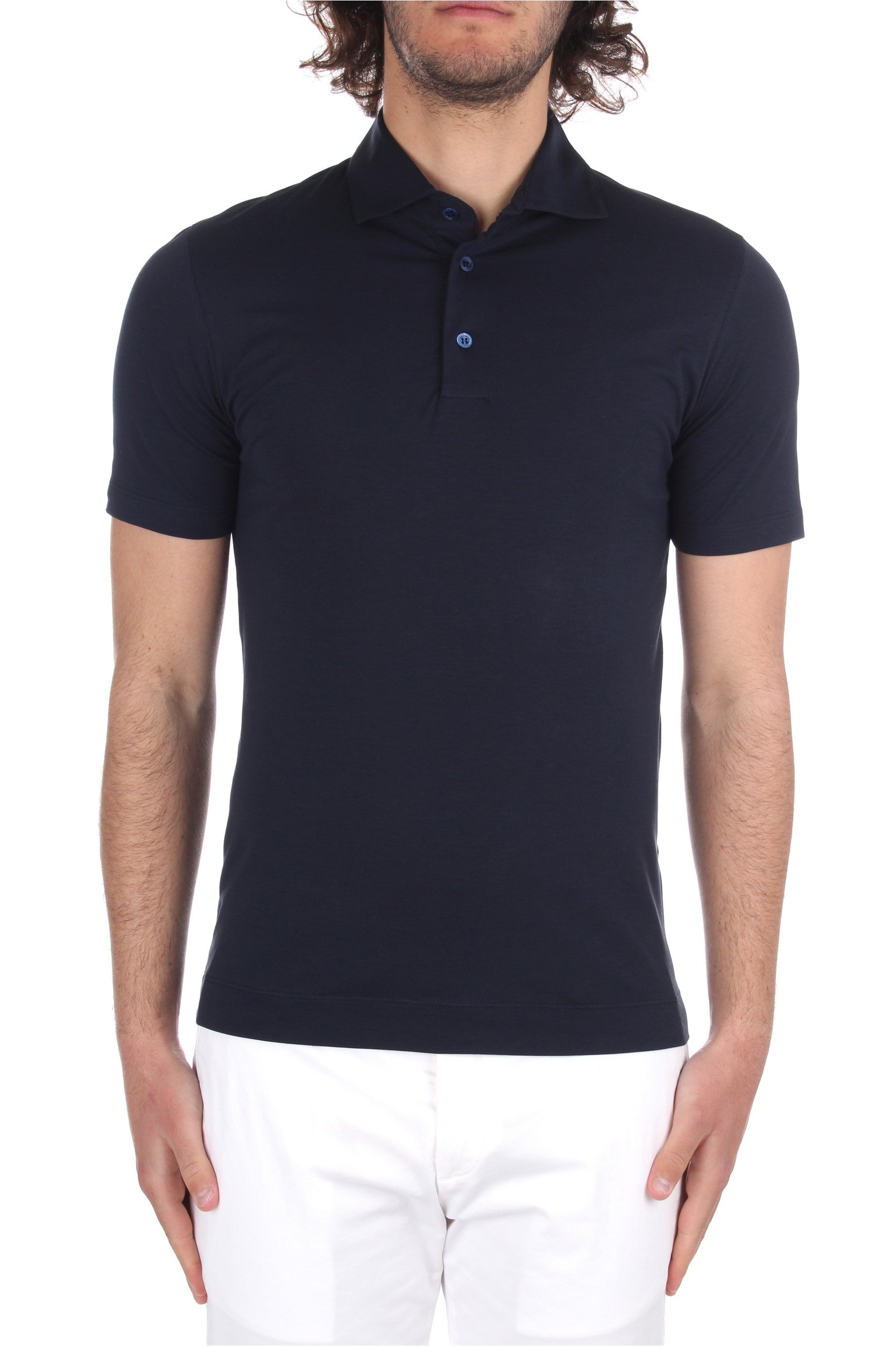 POLO MANICHE CORTE CRUCIANI BLU 10973