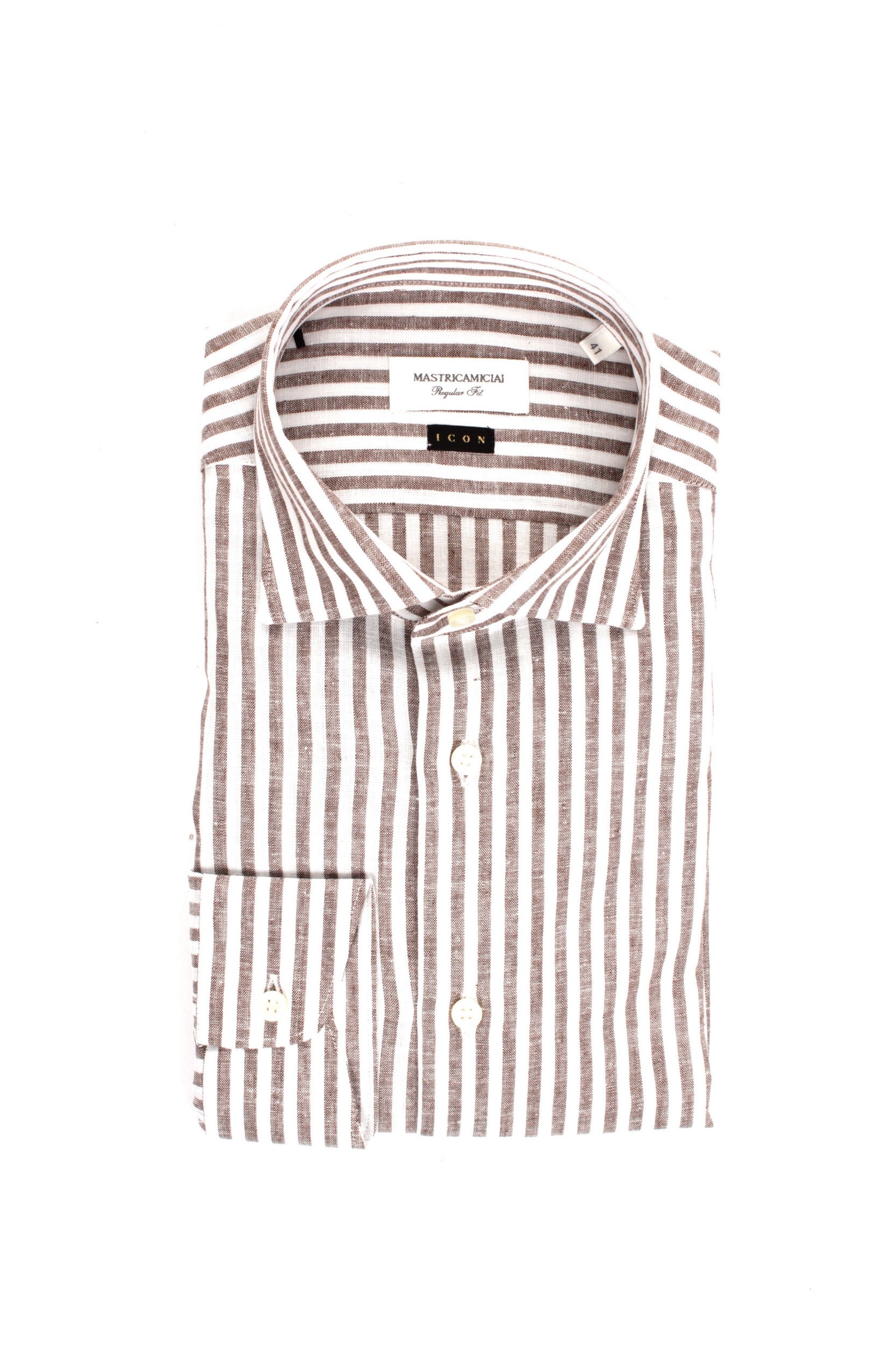 CAMICIA A RIGHE MASTRICAMICIAI BIANCO/MARRONE 00