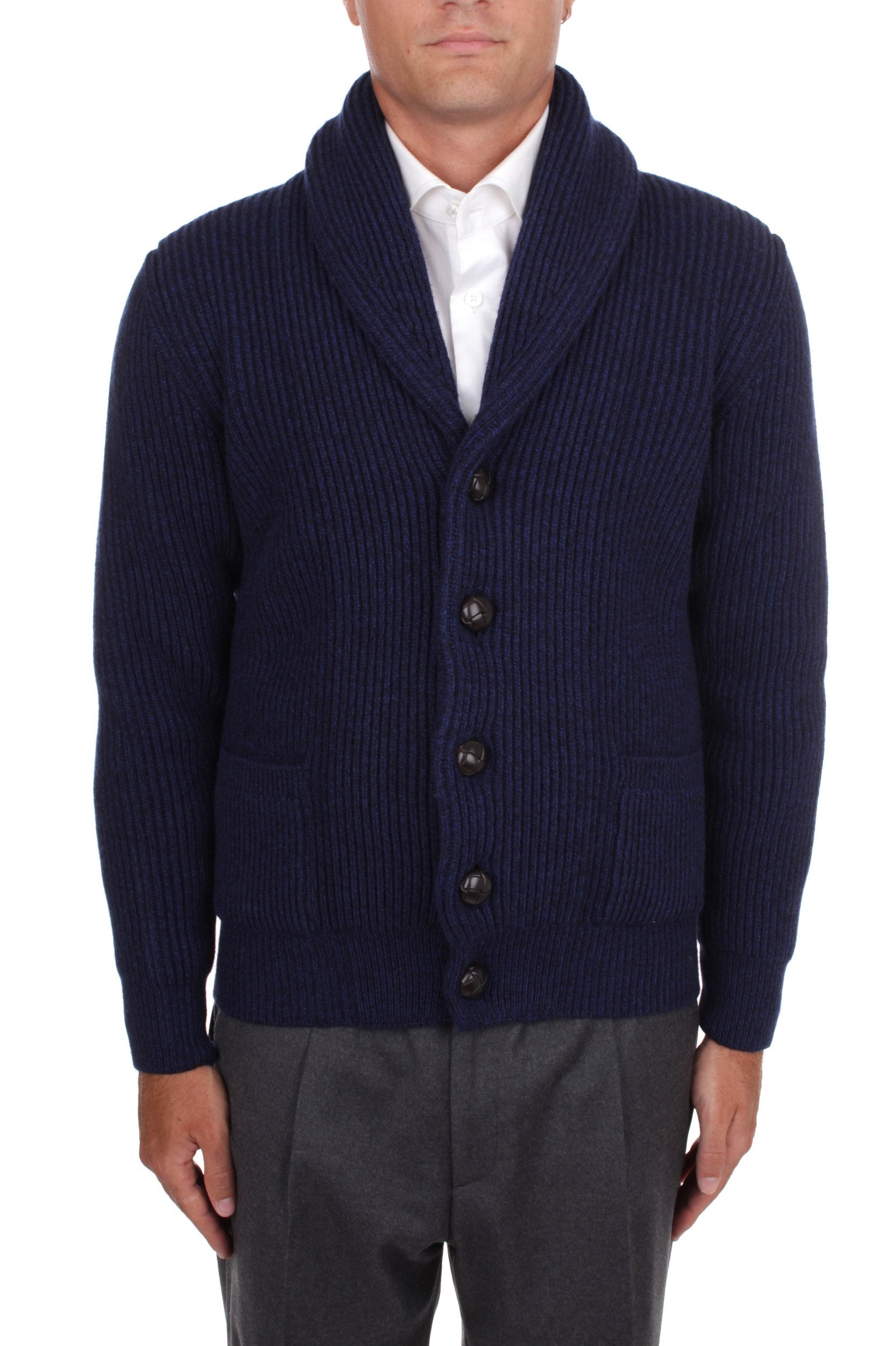 CARDIGAN MCGEORGE ENGLISH RIB BLU 871