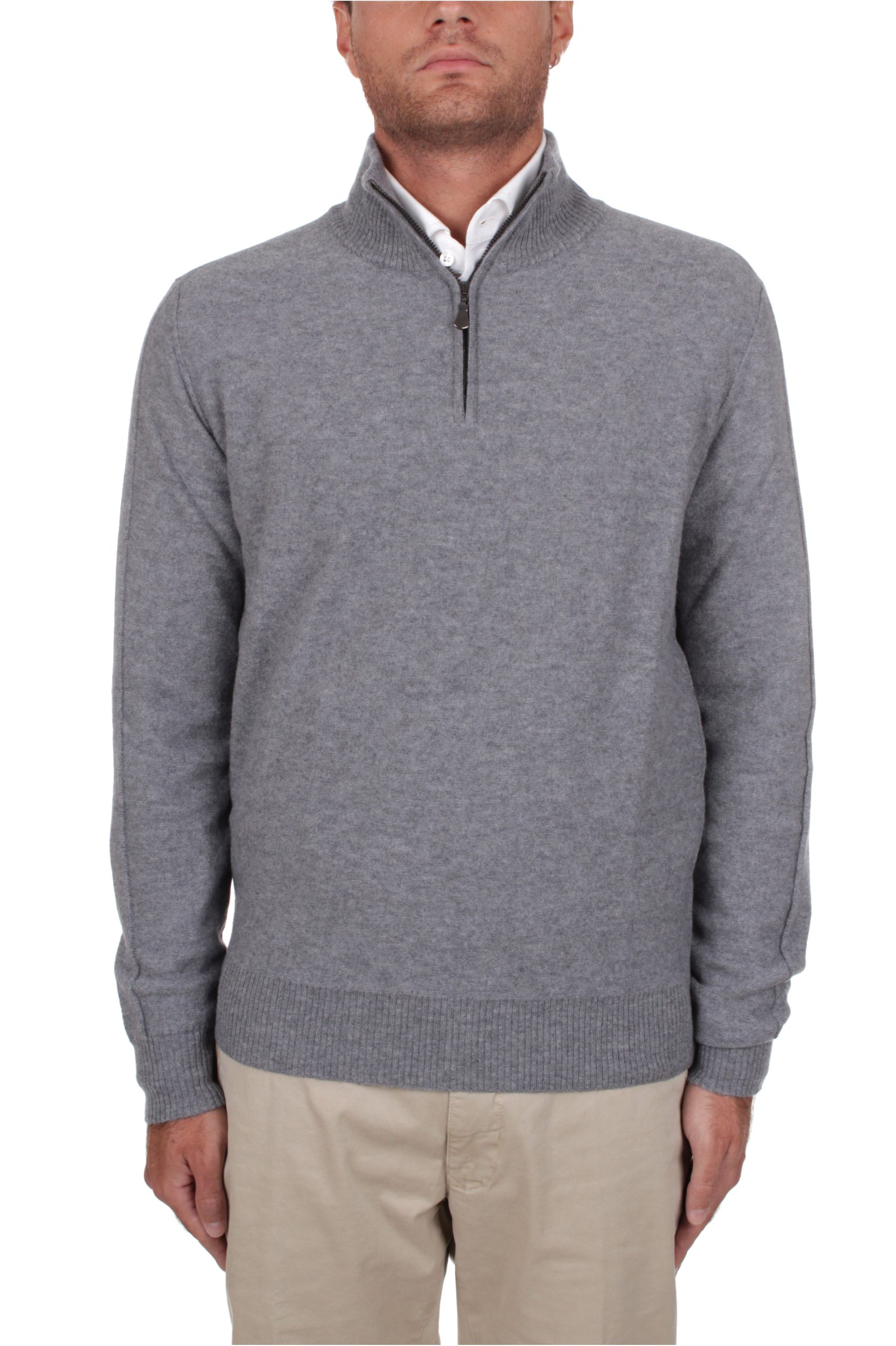 MAGLIA CON MEZZA ZIP ALPHA STUDIO GRIGIO MEDIO 1063
