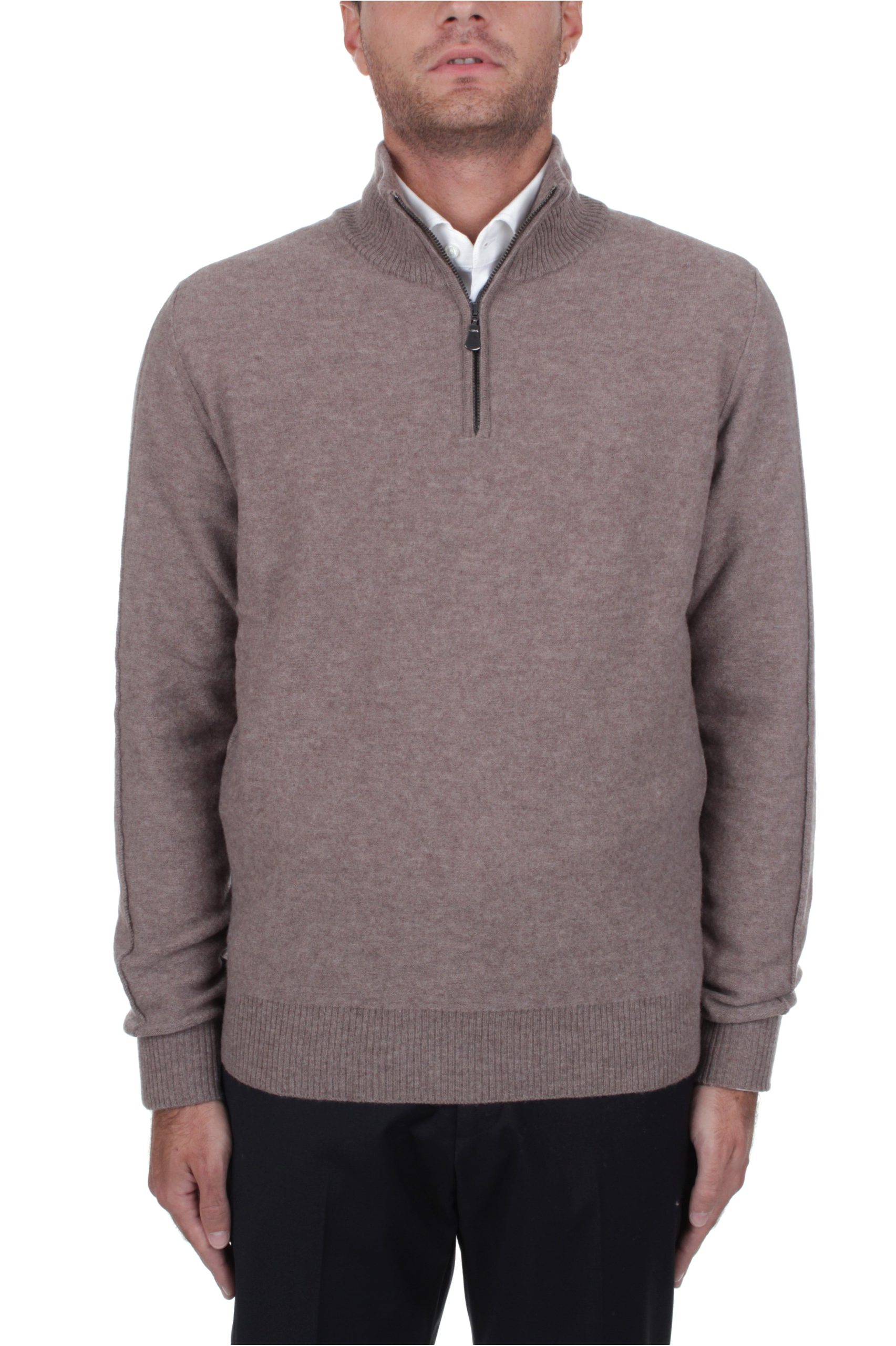 MAGLIA CON MEZZA ZIP ALPHA STUDIO GREIGE 1060