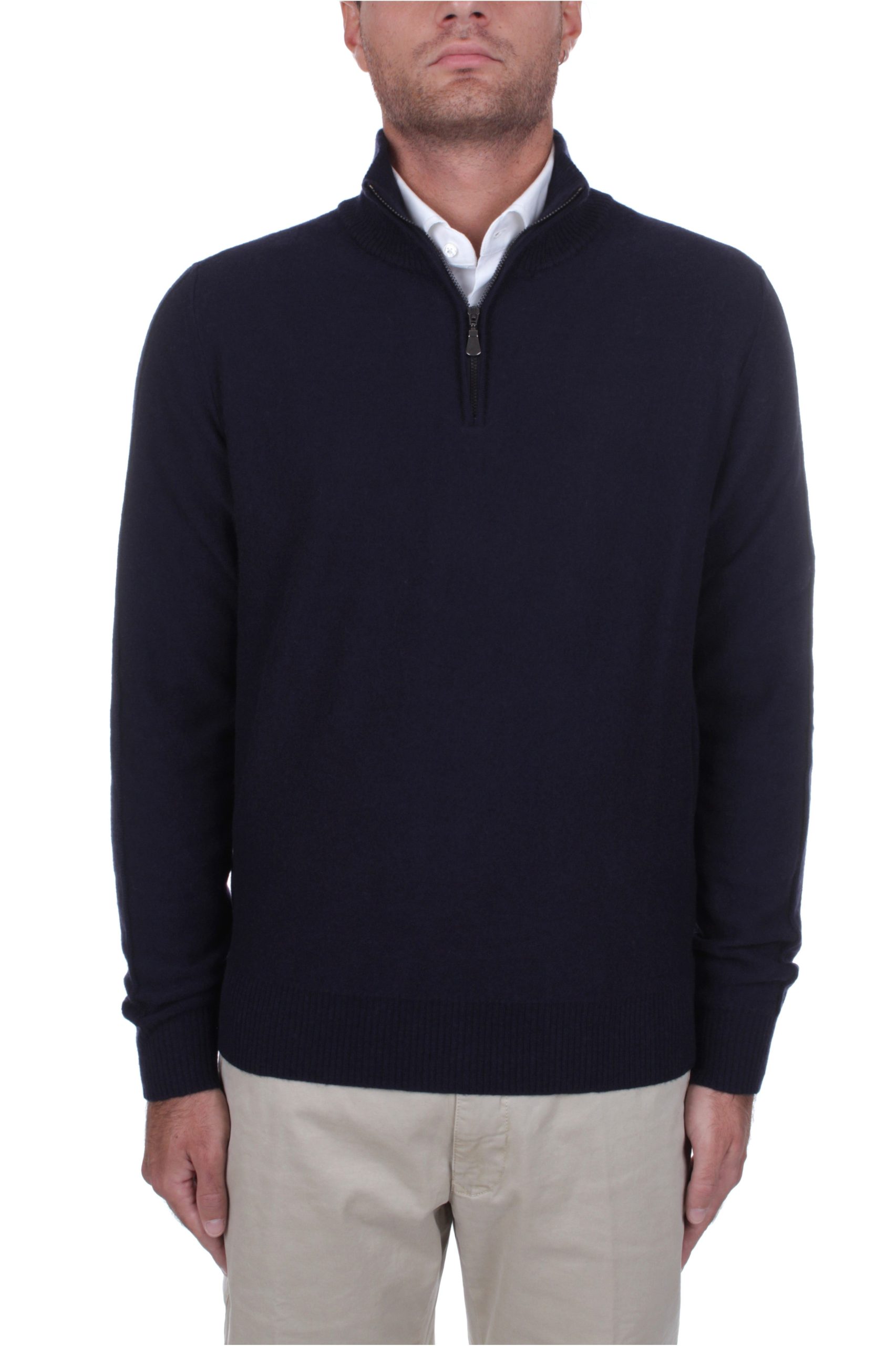 MAGLIA CON MEZZA ZIP ALPHA STUDIO BLU NOTTE 1062