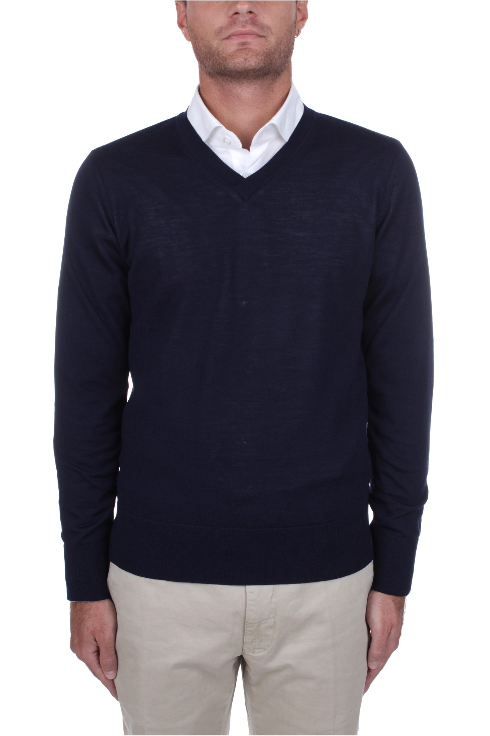 MAGLIA COLLO A V HINDUSTRIE BLUE