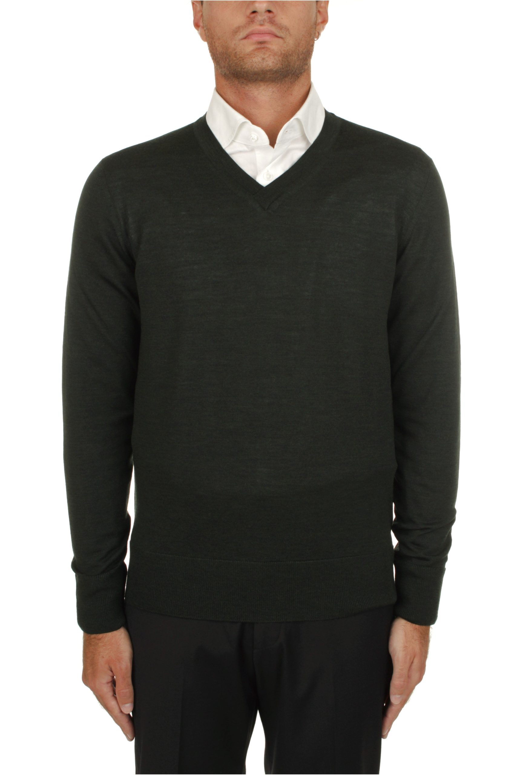 MAGLIA COLLO A V HINDUSTRIE OLIVE