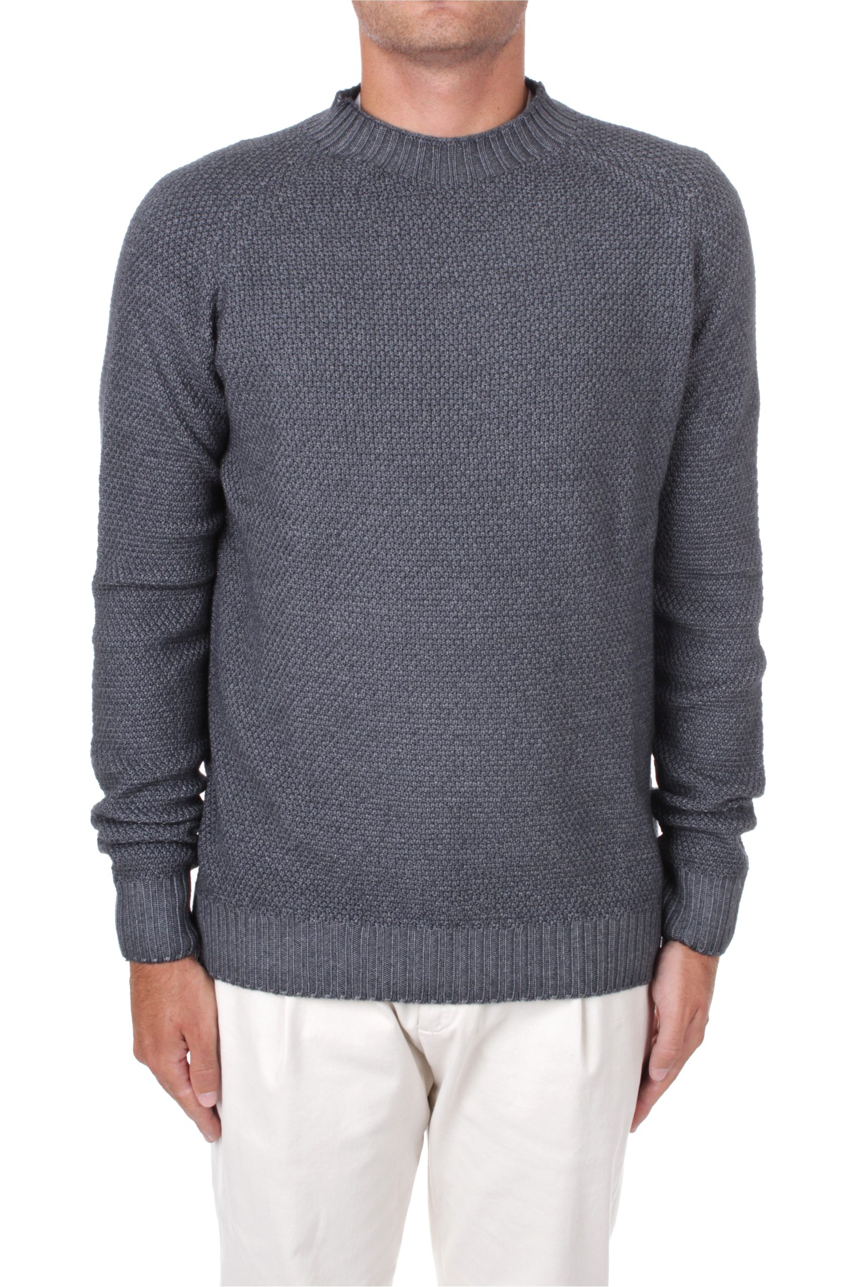 MAGLIA GIROCOLLO H953 GRANA DI RISO PIOMBO 06