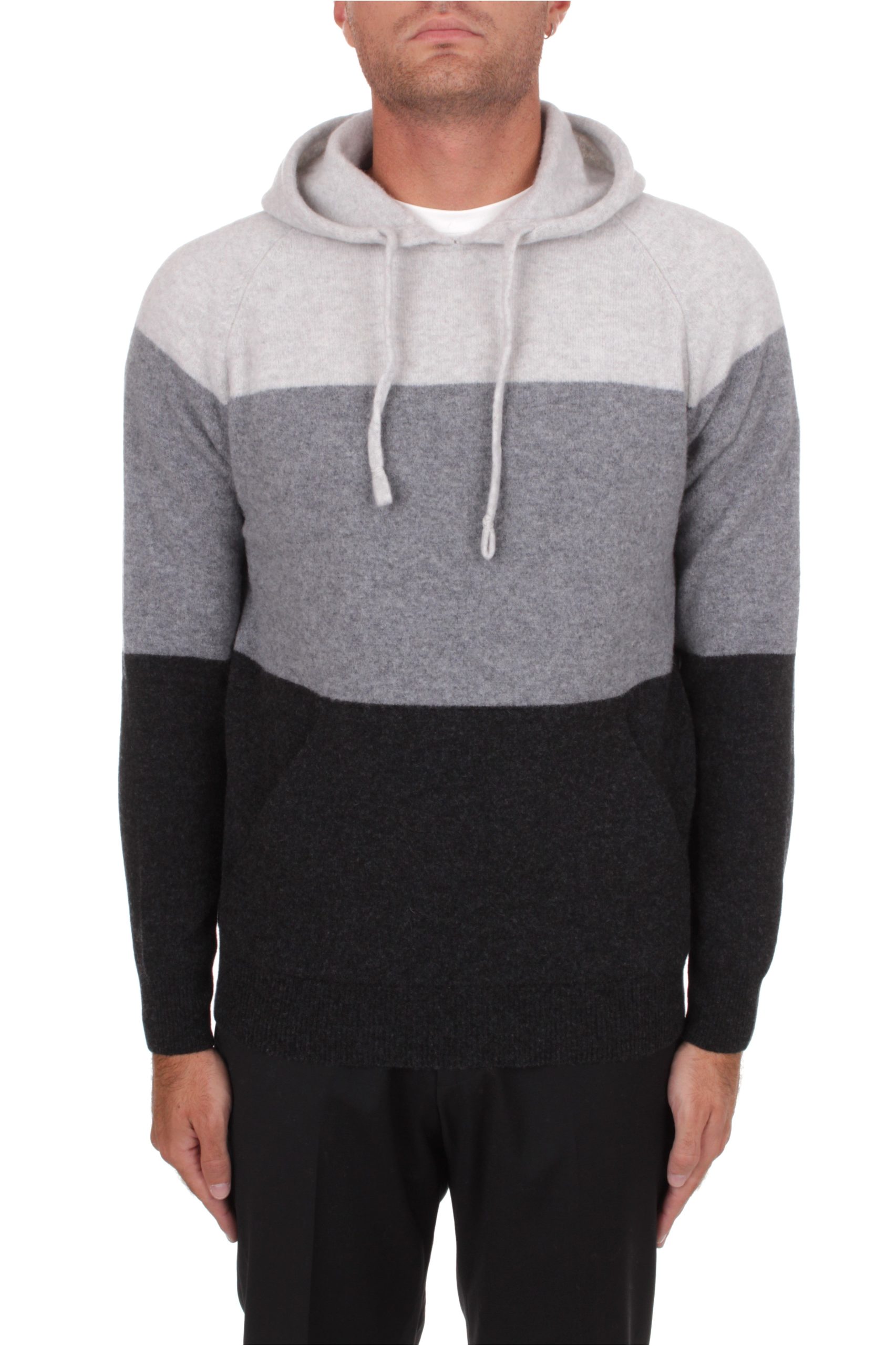 FELPA IN MAGLIA CON CAPPUCCIO H953 MARS ANTRACITE/GRIGIO/PERLA 070403