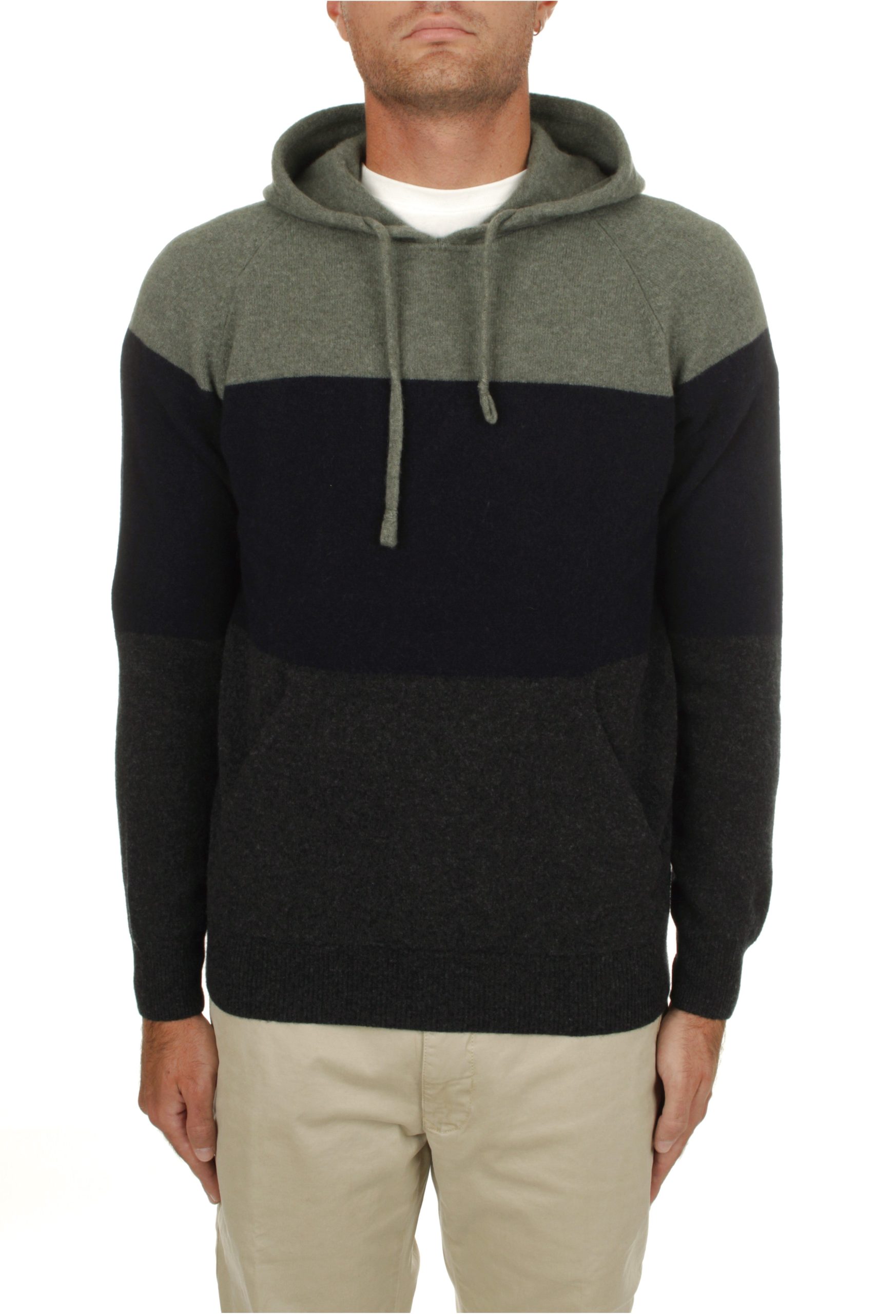 FELPA IN MAGLIA CON CAPPUCCIO H953 MARS ANTRACITE/NAVY/MILITARE 070924