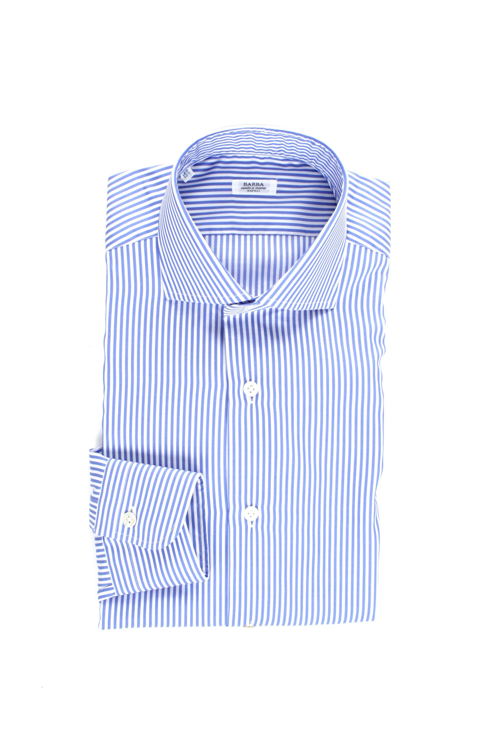 CAMICIA COLLO FRANCESE BARBA RIGHE BIANCO CELESTE 2