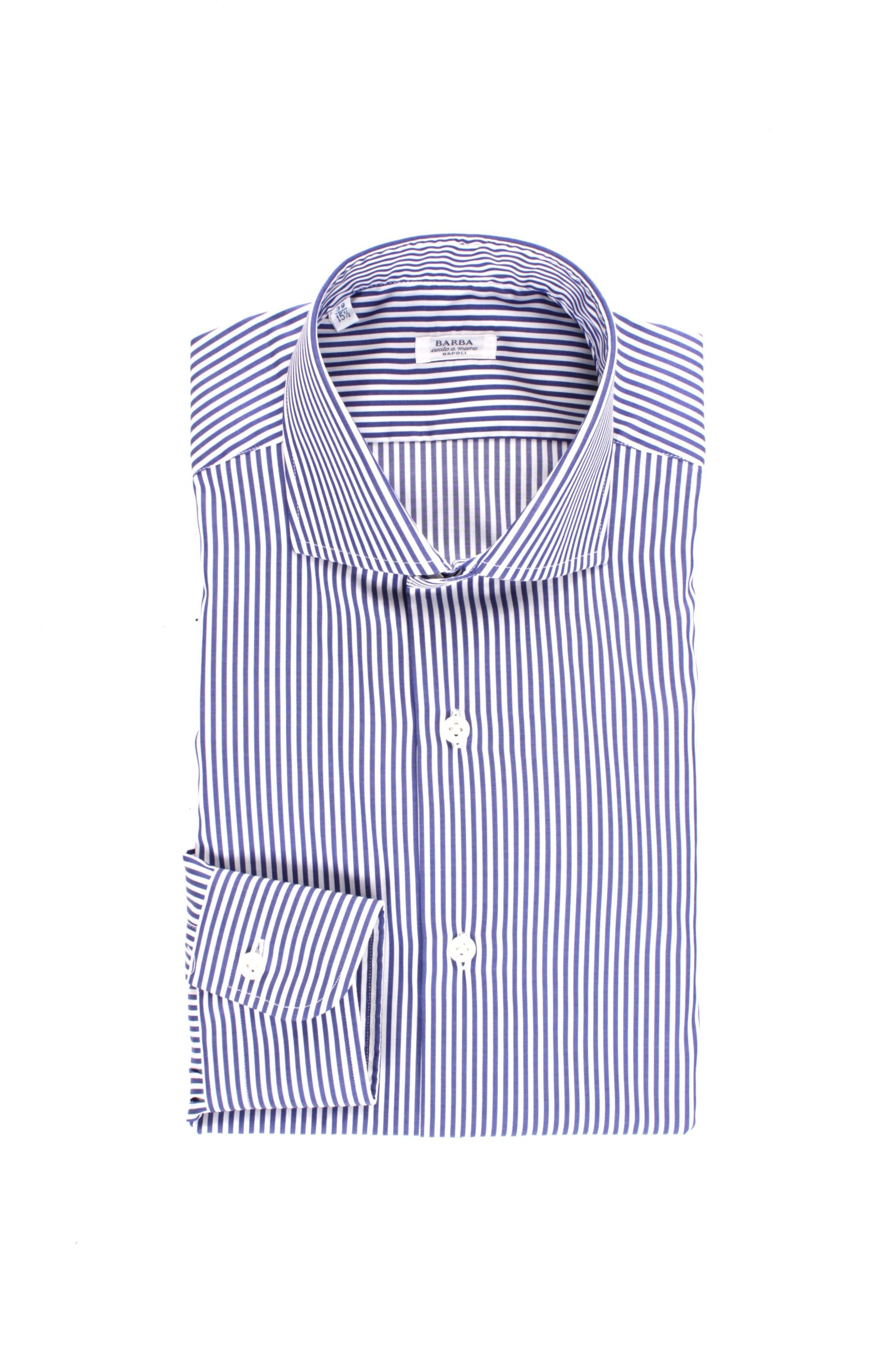 CAMICIA COLLO FRANCESE BARBA RIGHE BIANCO BLU 3
