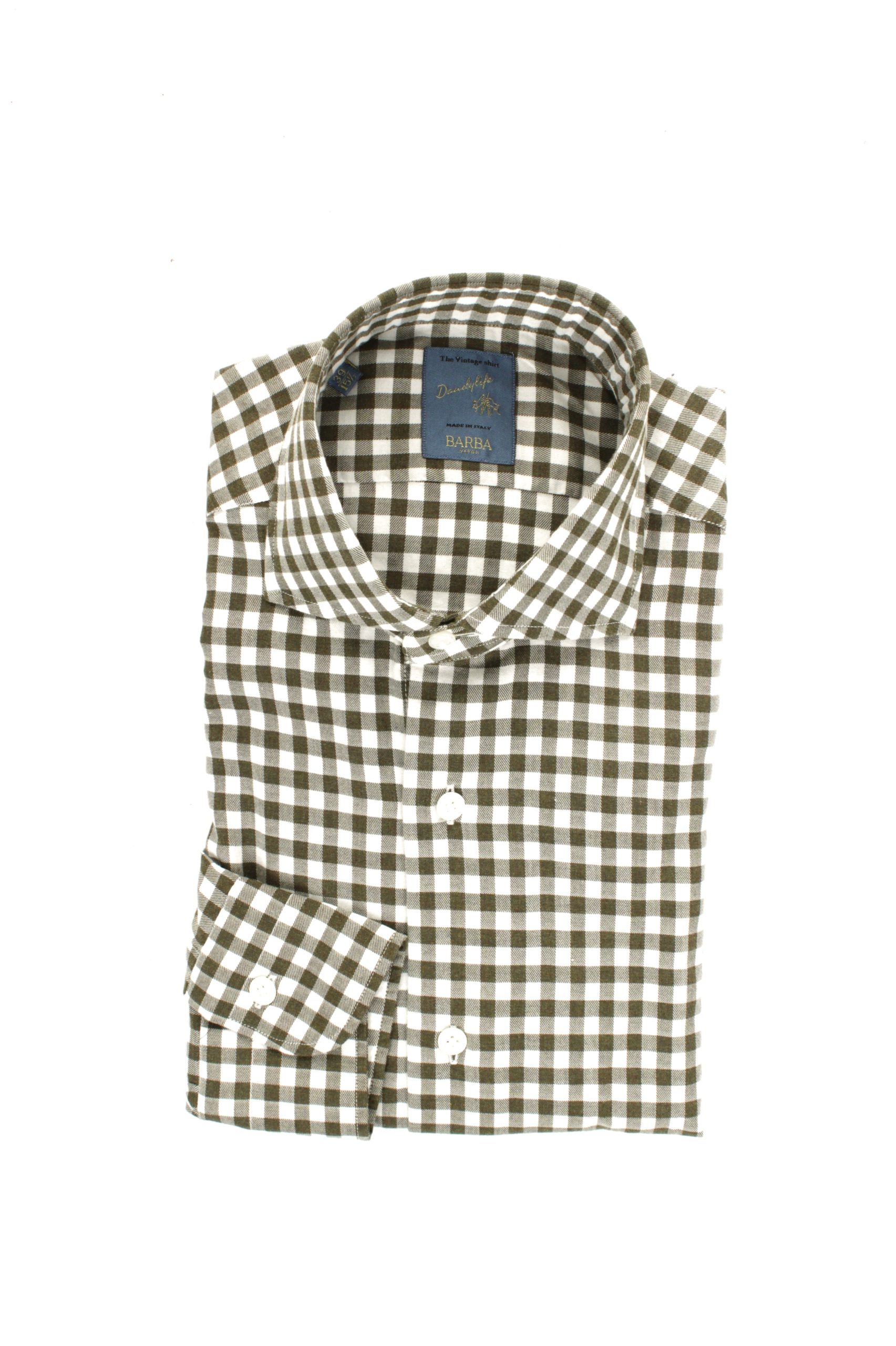 CAMICIA COLLO FRANCESE BARBA QUADRI BIANCO VERDE 4