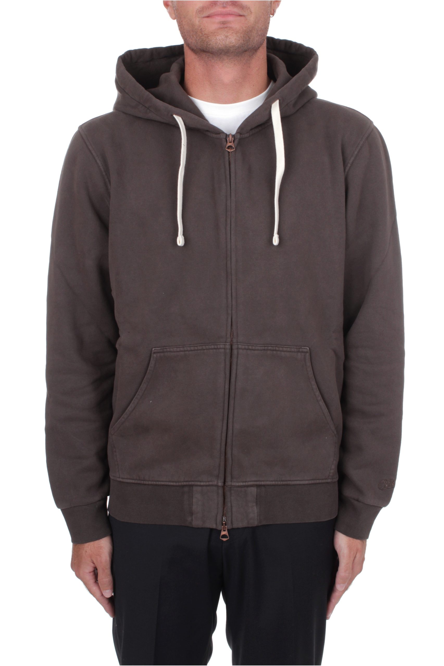 FELPA CON CAPPUCCIO E ZIP BL'KER PRINCETON BROWN